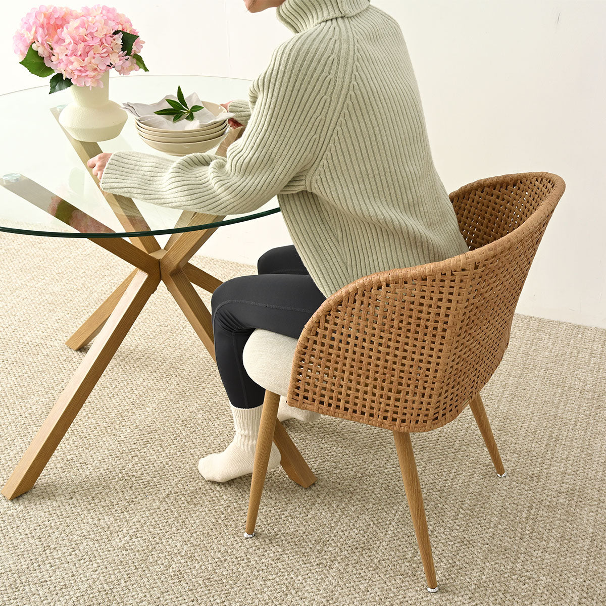Grasse Rattan Upholstered Dining Chair (Set of 4)