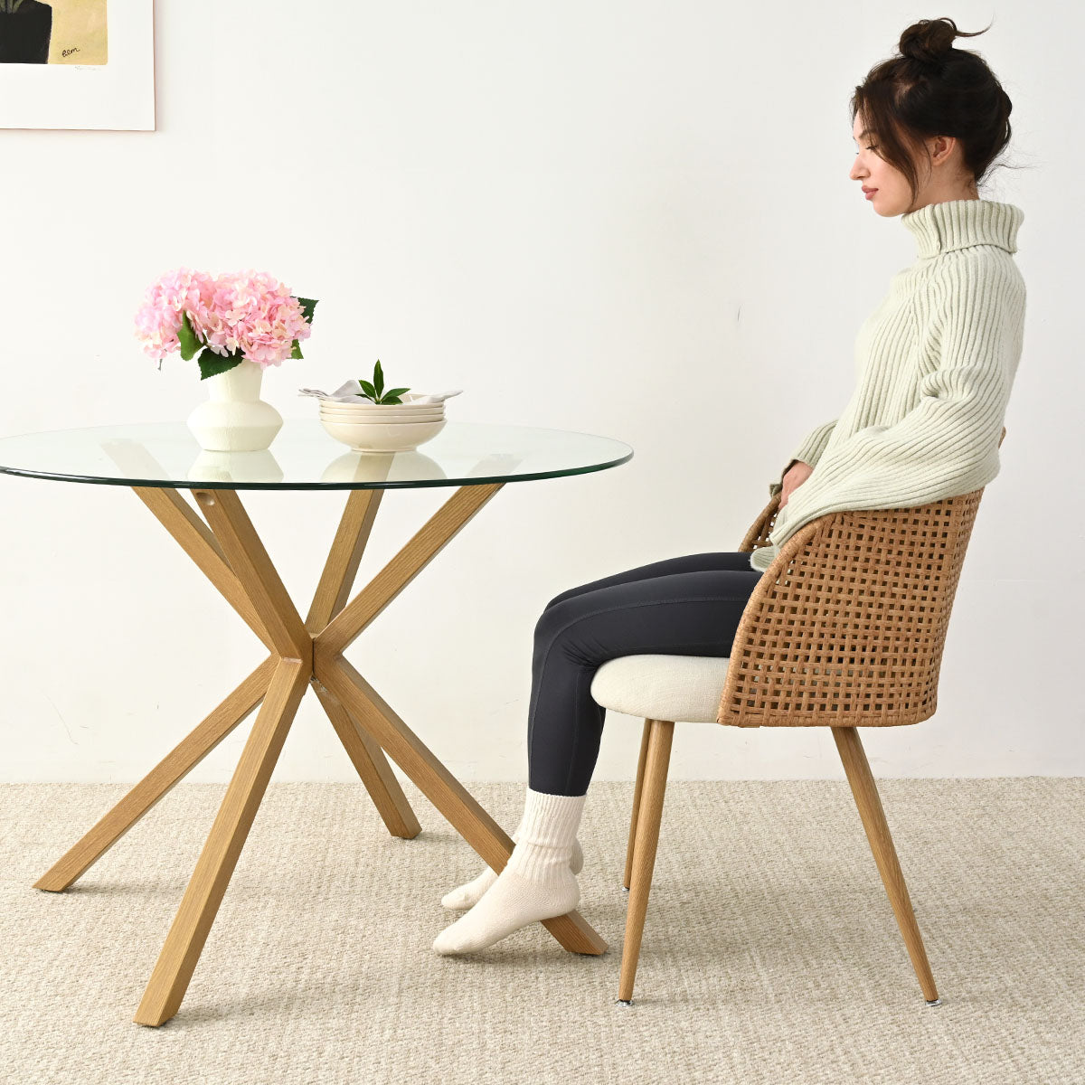 Grasse Rattan Upholstered Dining Chair (Set of 4)