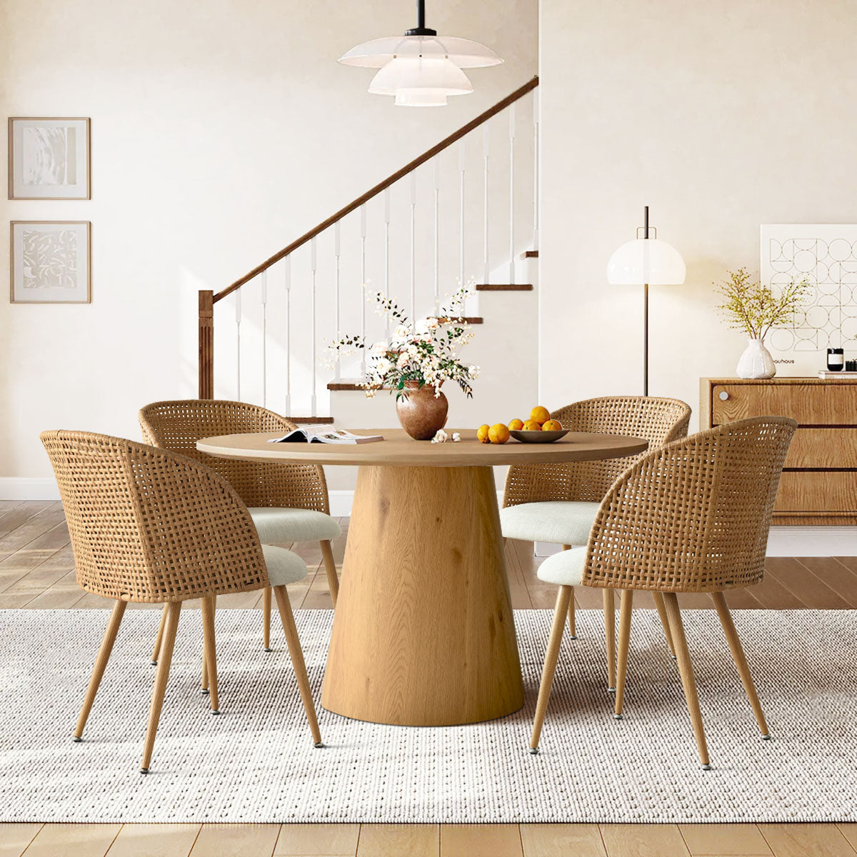 Grasse Rattan Upholstered Dining Chair (Set of 4)