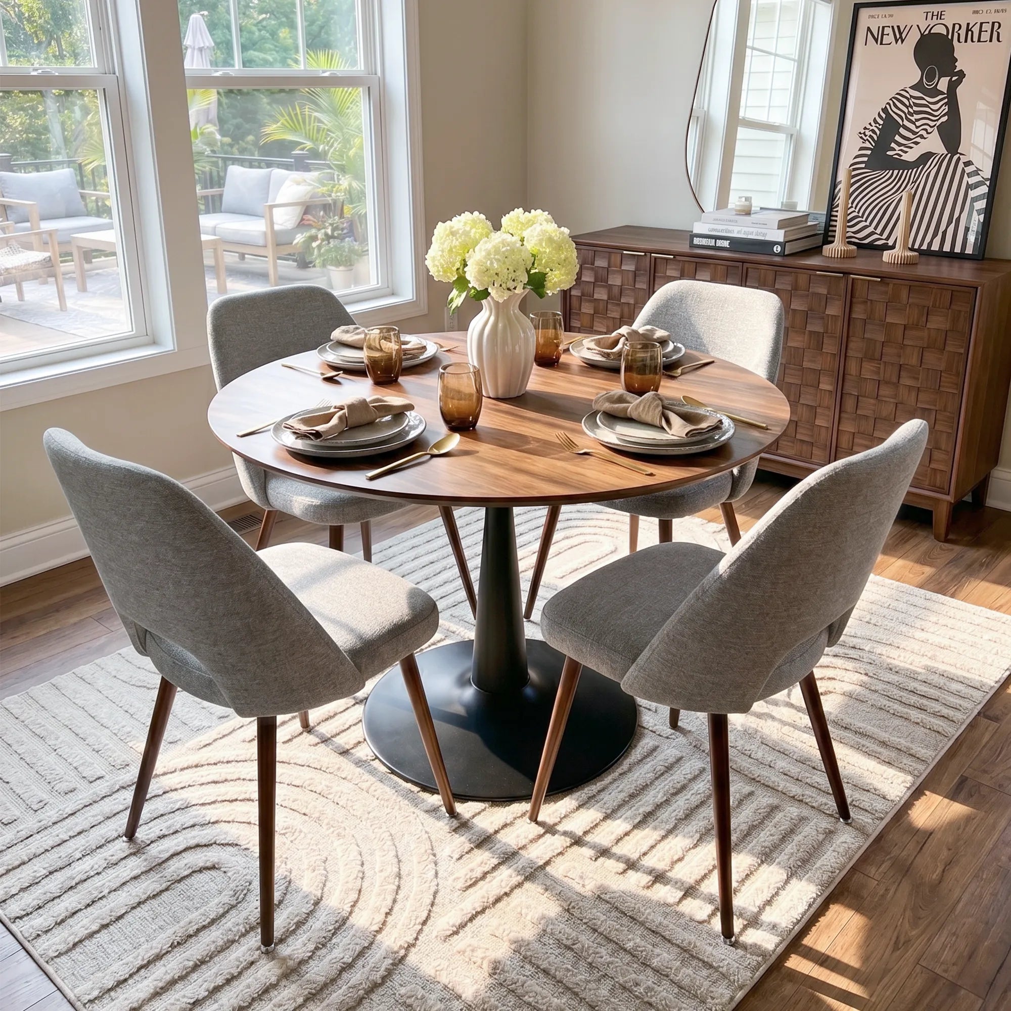 Harold & Edwin 40'' Modern Round Dining Table Set for 4 (5-Piece)