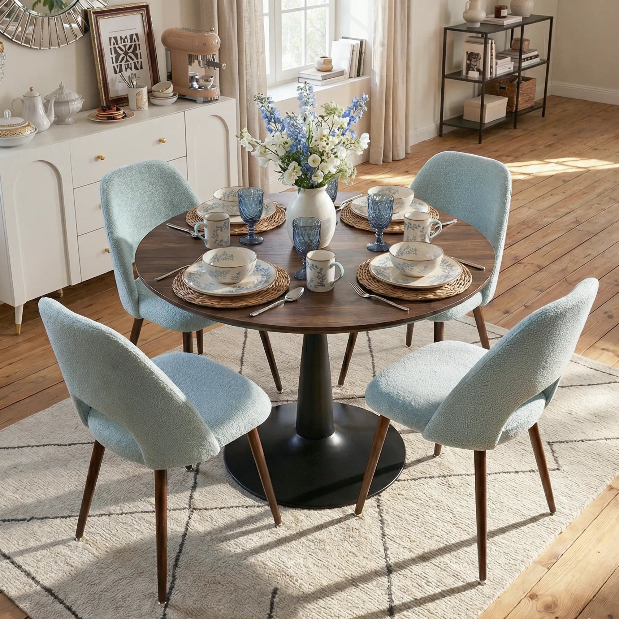 Harold & Edwin 40'' Modern Round Dining Table Set for 4 (5-Piece)