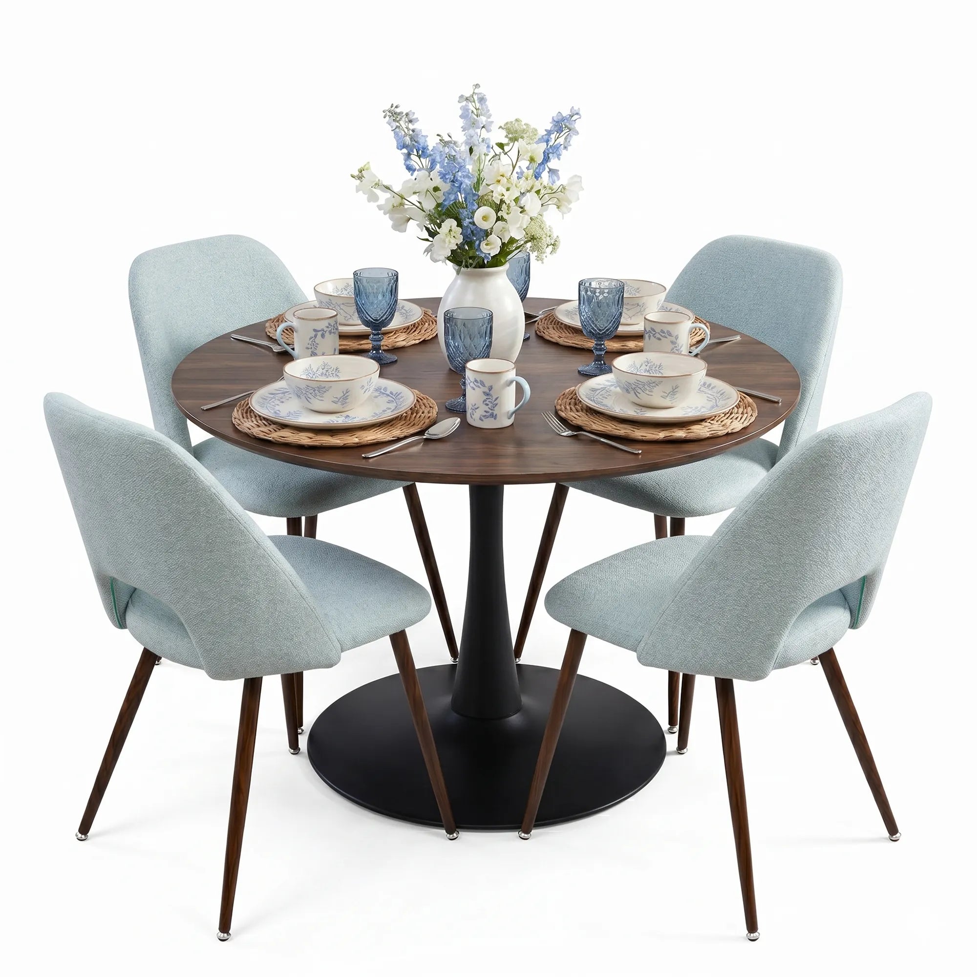 Harold & Edwin 40'' Modern Round Dining Table Set for 4 (5-Piece)