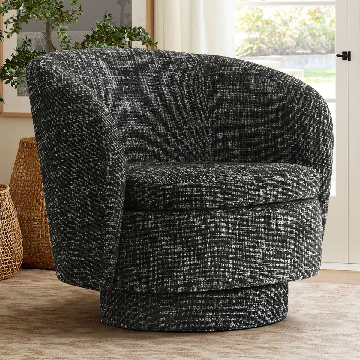 Hera Upholstered Swivel Barrel Chair (1-Piece)