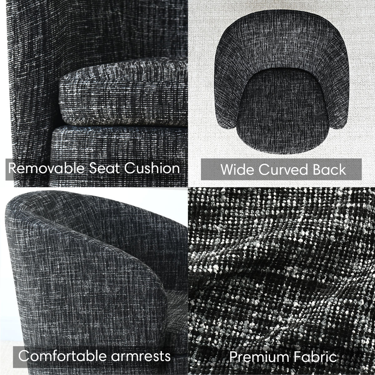 Hera Upholstered Swivel Barrel Chair (1-Piece)