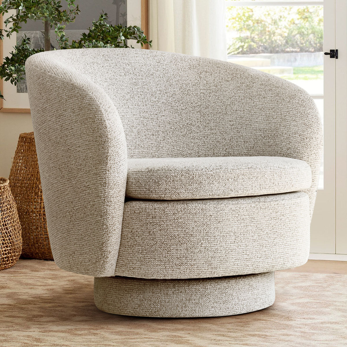 Hera Upholstered Swivel Barrel Chair (1-Piece)