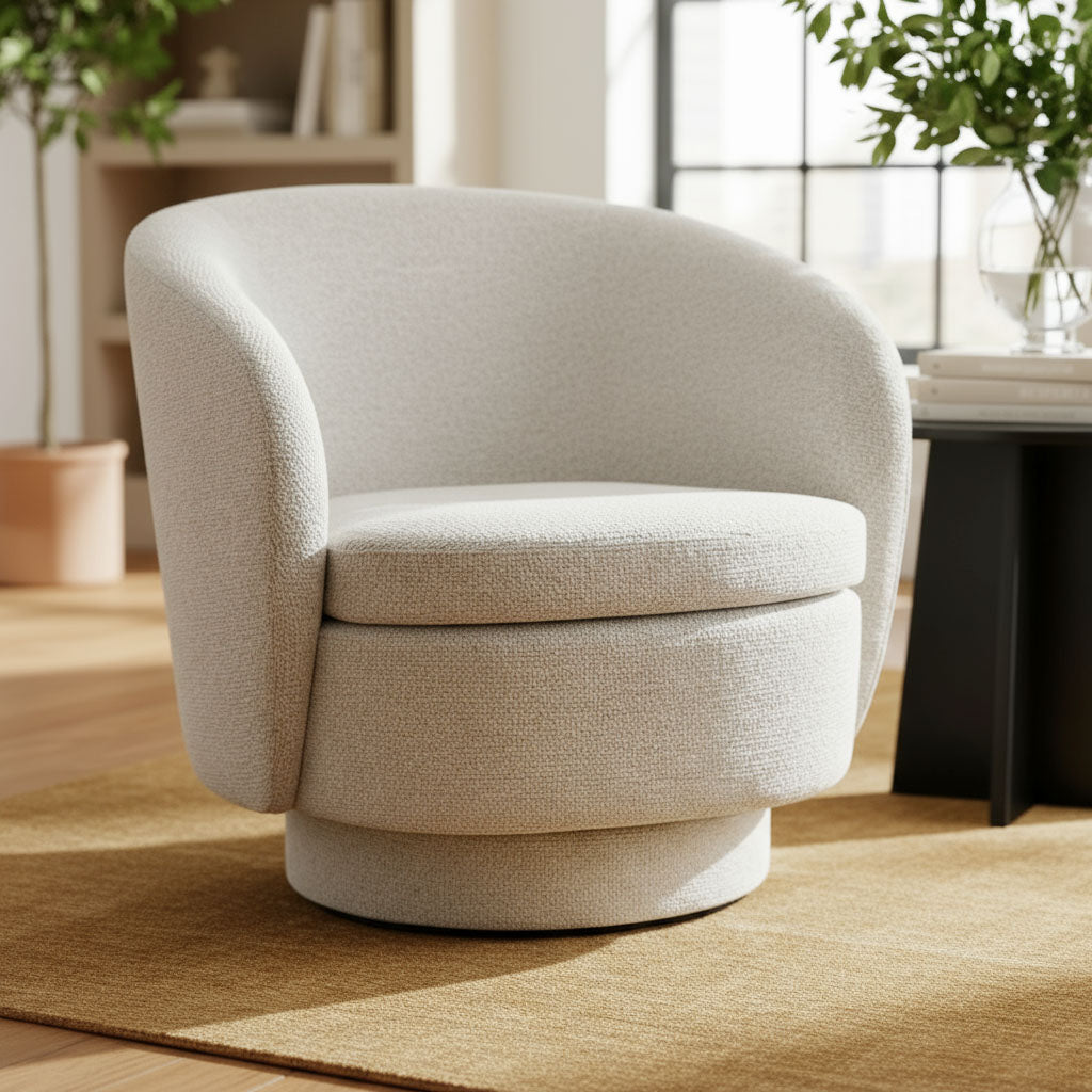 Hera Upholstered Swivel Barrel Chair (1-Piece)