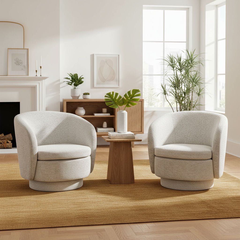 Hera Upholstered Swivel Barrel Chair (1-Piece)