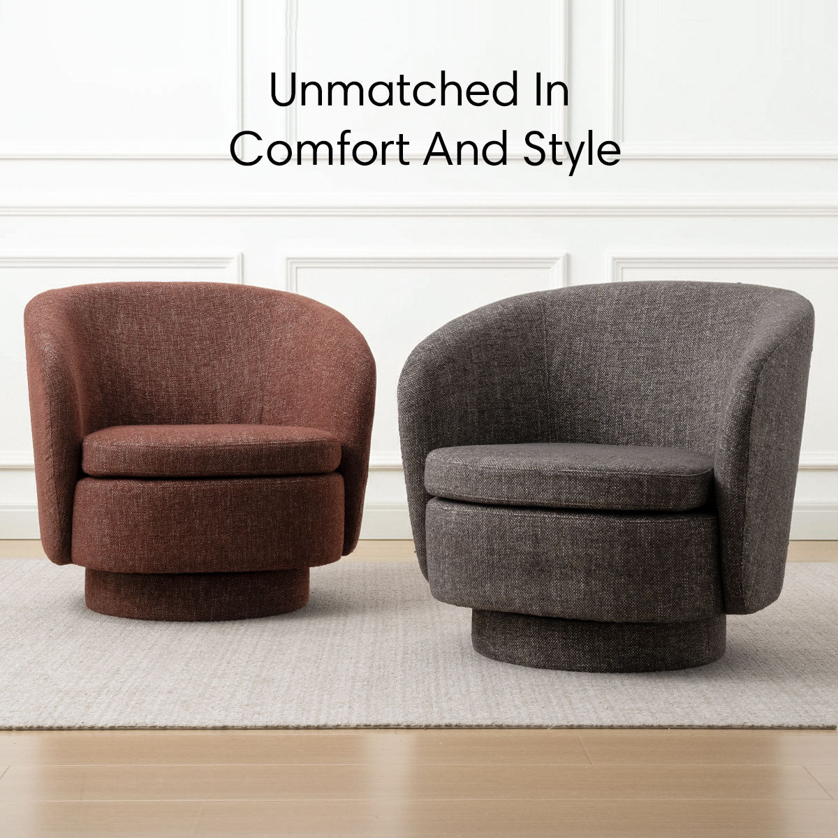 Hera Upholstered Swivel Barrel Chair (1-Piece)