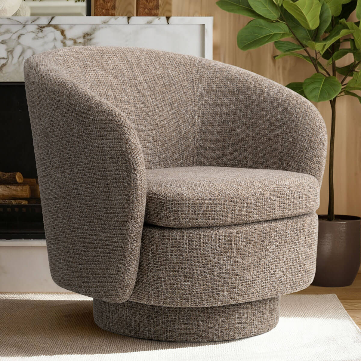 Hera Upholstered Swivel Barrel Chair (1-Piece)