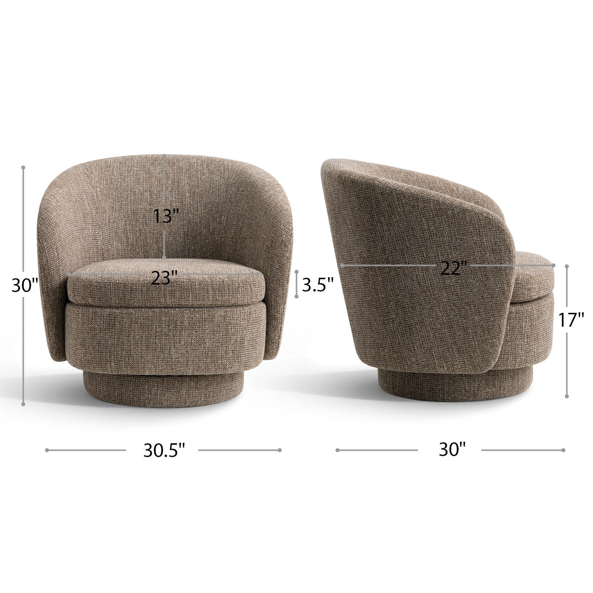Hera Upholstered Swivel Barrel Chair (1-Piece)