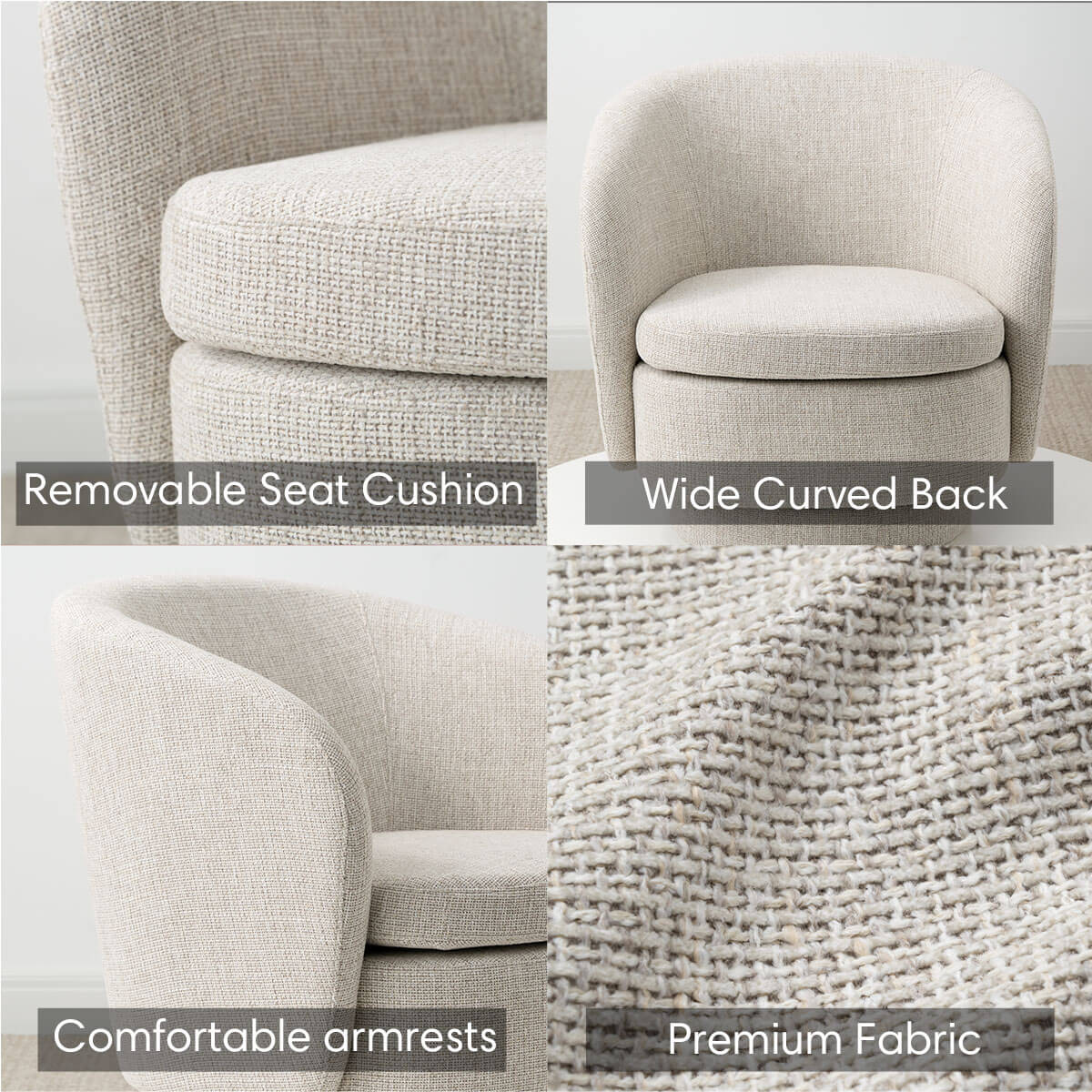 Hera Upholstered Swivel Barrel Chair (1-Piece)