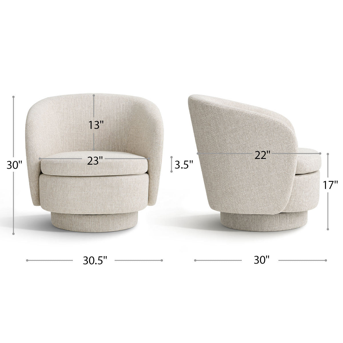 Hera Upholstered Swivel Barrel Chair (1-Piece)