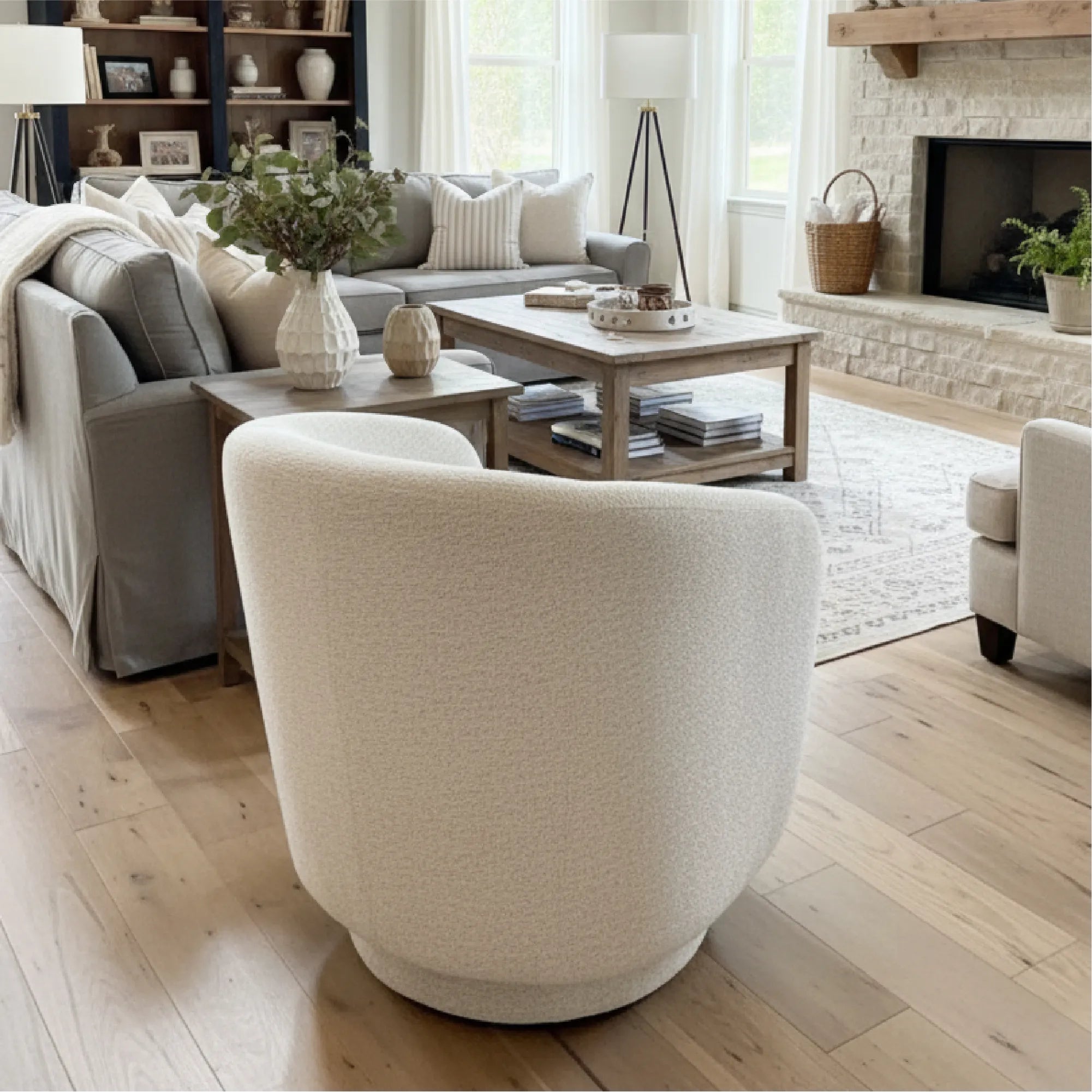 Hera Upholstered Swivel Barrel Chair (1-Piece)