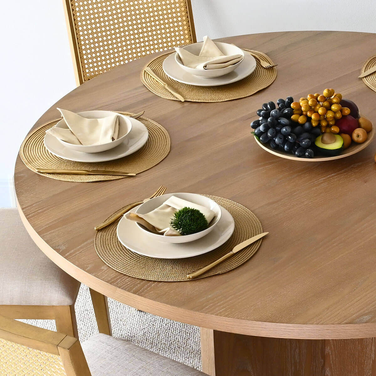 Houston 52" Round Solid Wooden Dining Table with Cross Pedestal