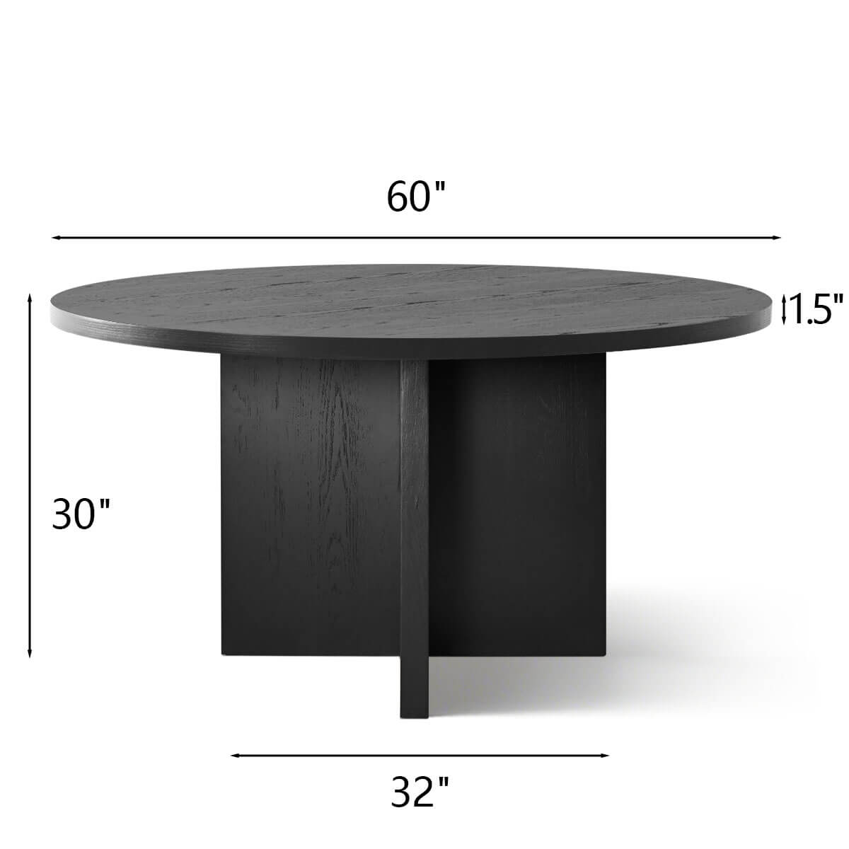 Houston 60" Round Solid Wooden Dining Table with Cross Pedestal