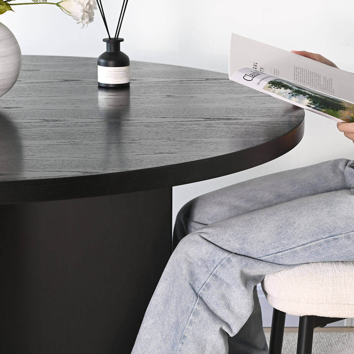 Houston 60" Round Solid Wooden Dining Table with Cross Pedestal