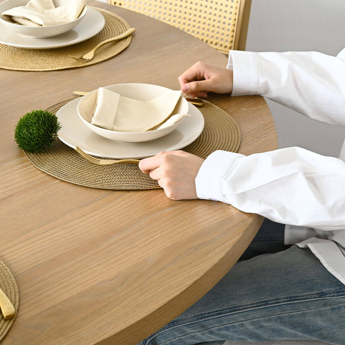 Houston 60" Round Solid Wooden Dining Table with Cross Pedestal