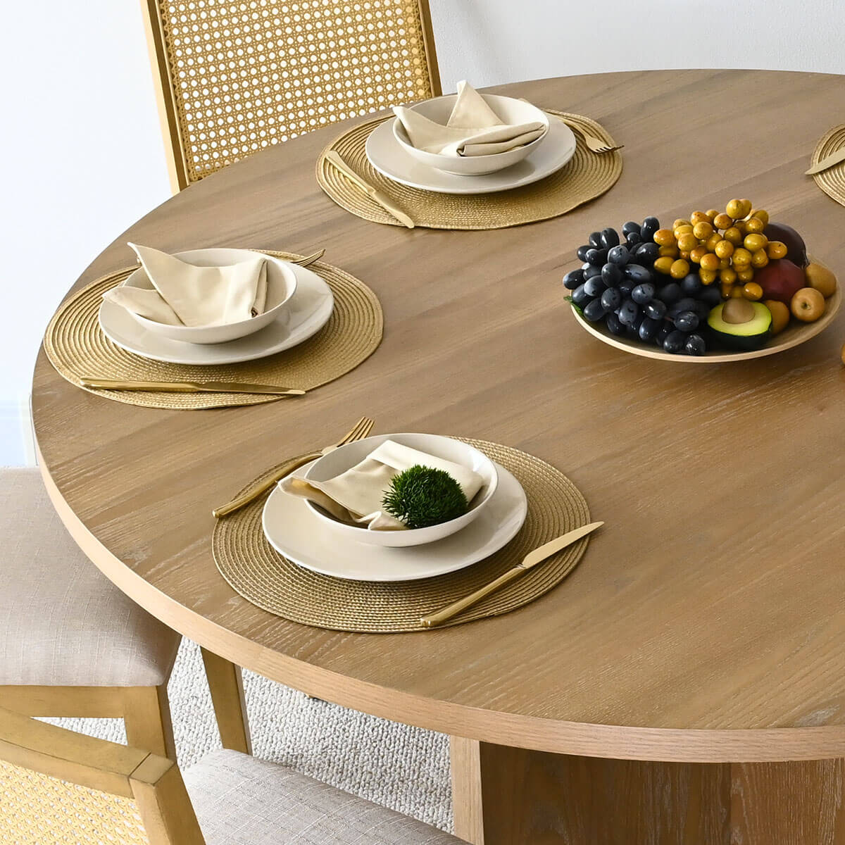 Houston 60" Round Solid Wooden Dining Table with Cross Pedestal