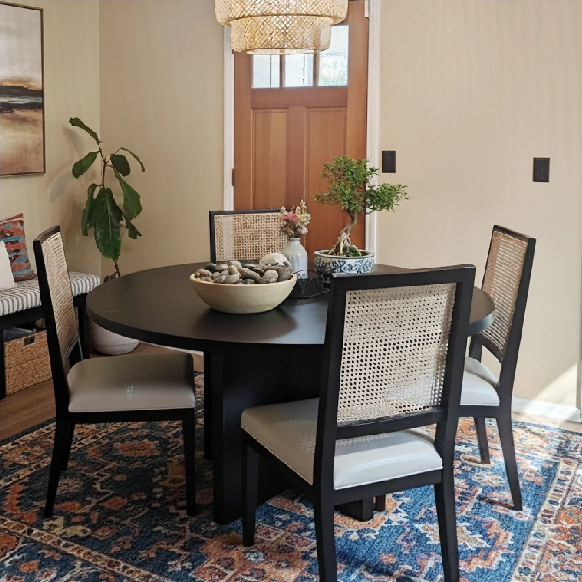 Houston 52" Round Solid Wooden Dining Table with Cross Pedestal