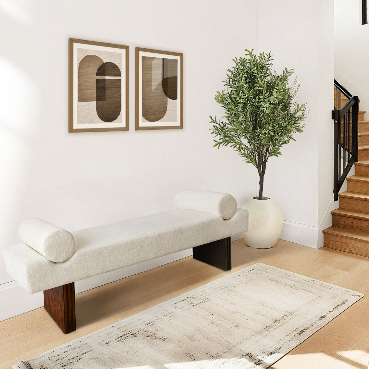 Jasmine 60" Modern Chenille Upholstered Bench