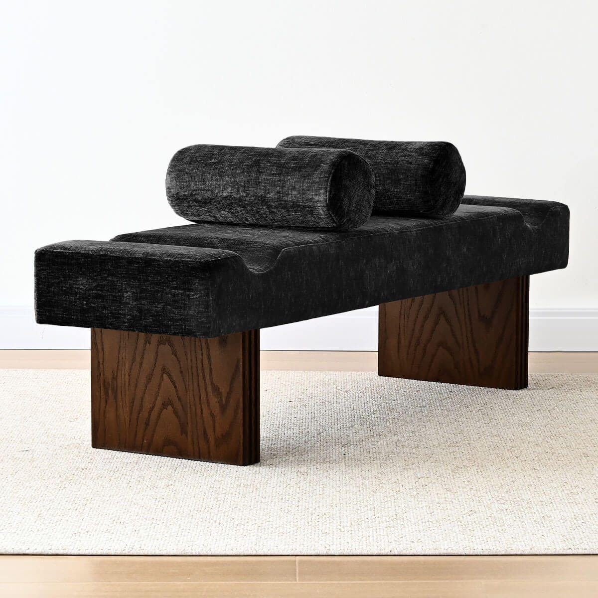 Jasmine 60" Modern Chenille Upholstered Bench