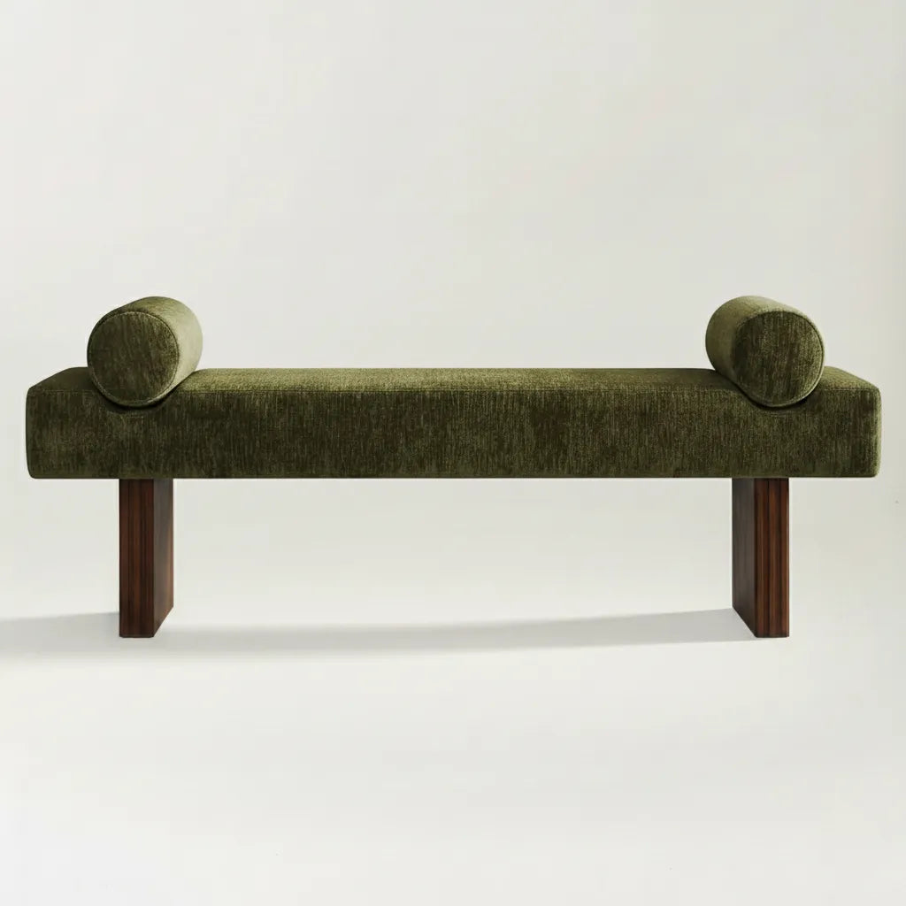 Jasmine 60" Modern Chenille Upholstered Bench