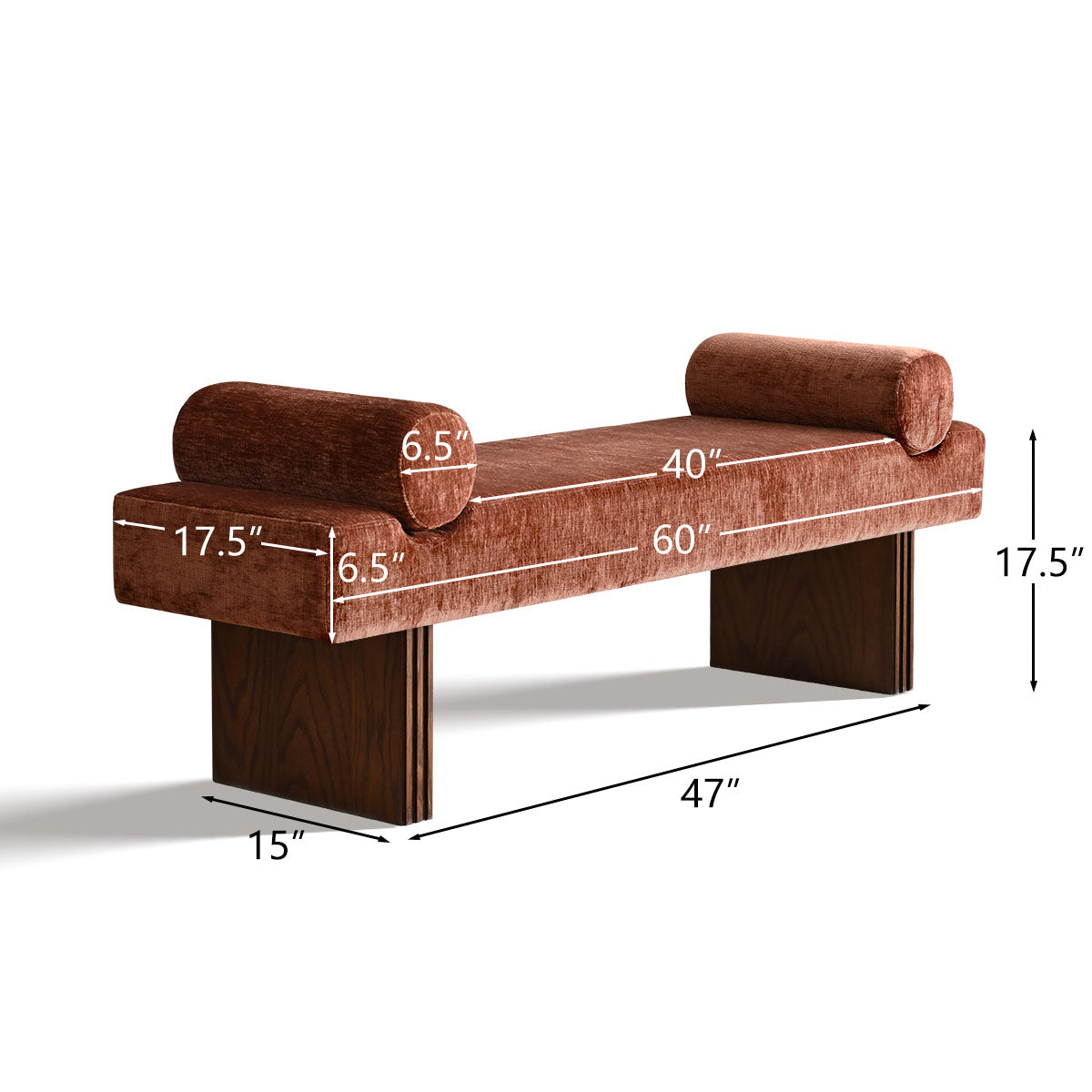 Jasmine 60" Modern Chenille Upholstered Bench