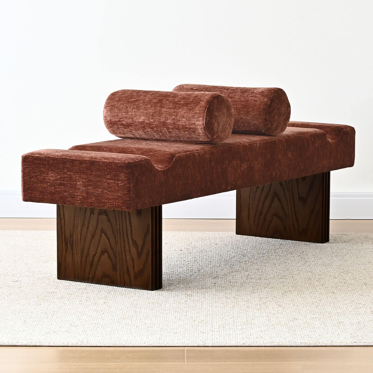 Jasmine 60" Modern Chenille Upholstered Bench