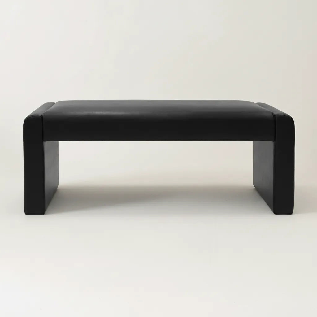 Kaia 47" Modern Faux Leather & Velvet Waterfall Bench