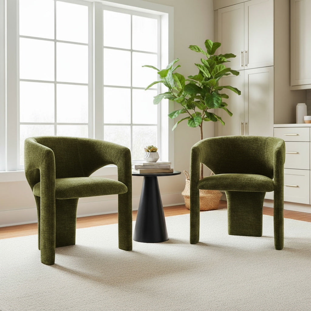 Khloe Modern Chenille Dining Chair with Arms (1-Piece)
