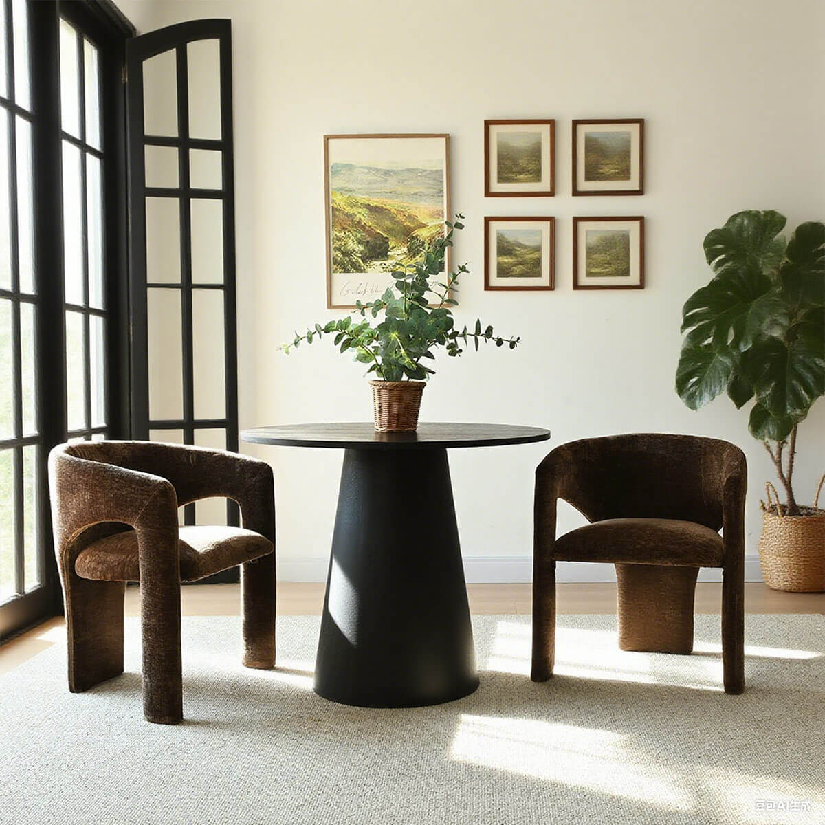 Khloe Modern Chenille Dining Chair with Arms (1-Piece)
