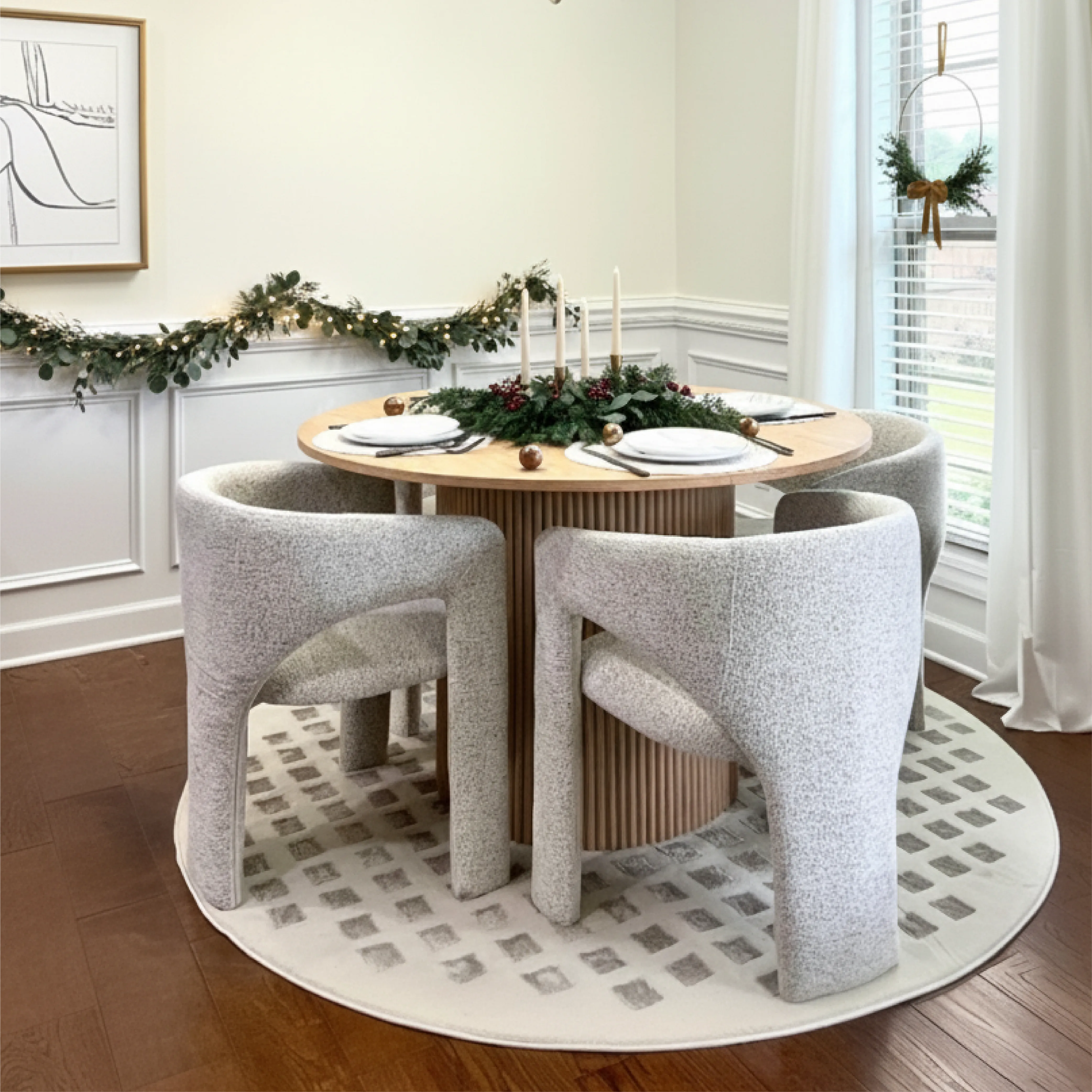 Khloe Modern Chenille Dining Chair with Arms (Set of 4)