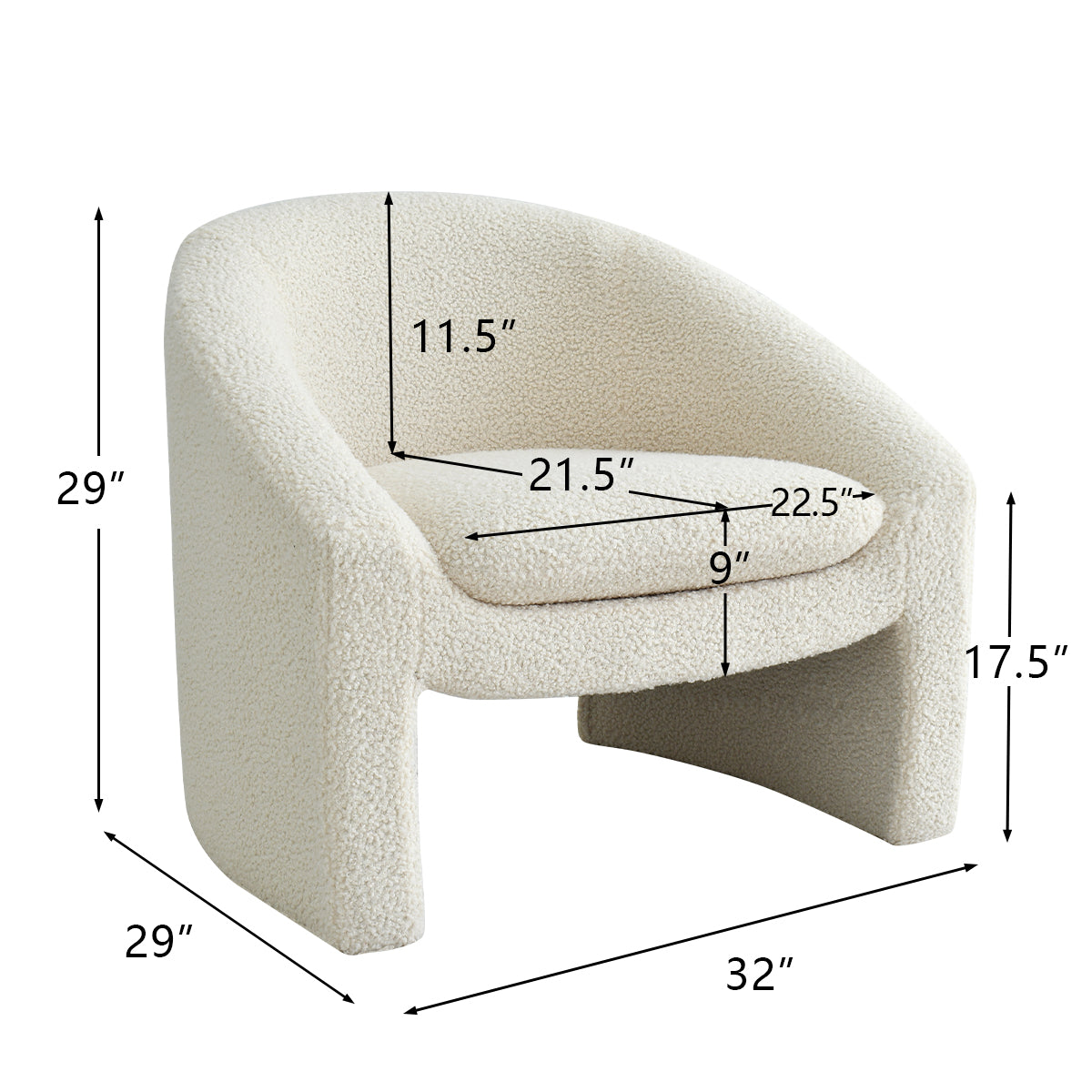 [Closeout-Only 199.99$]Kiki 32" Modern Boucle Accent Chair with Arms