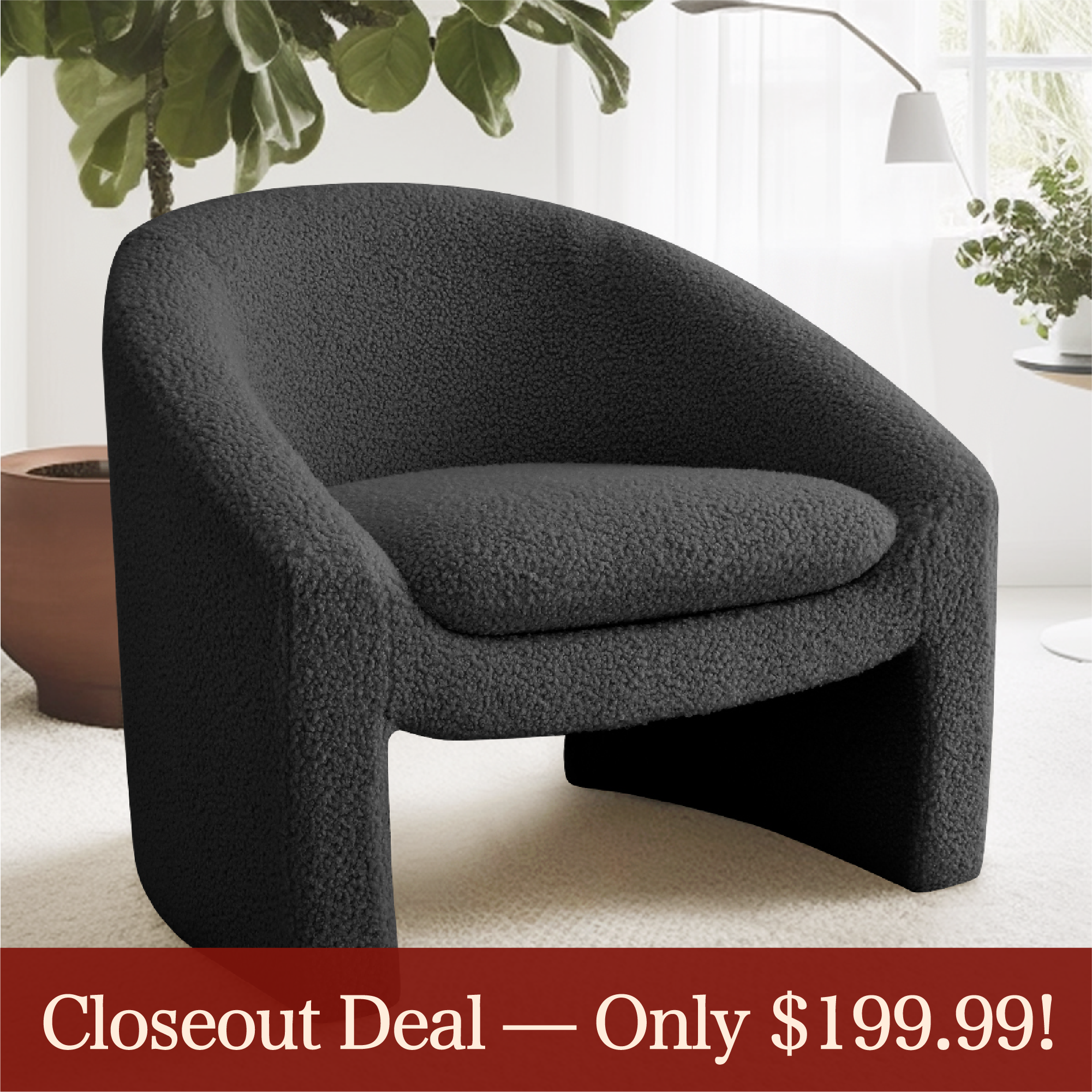 [Closeout-Only 199.99$]Kiki 32" Modern Boucle Accent Chair with Arms