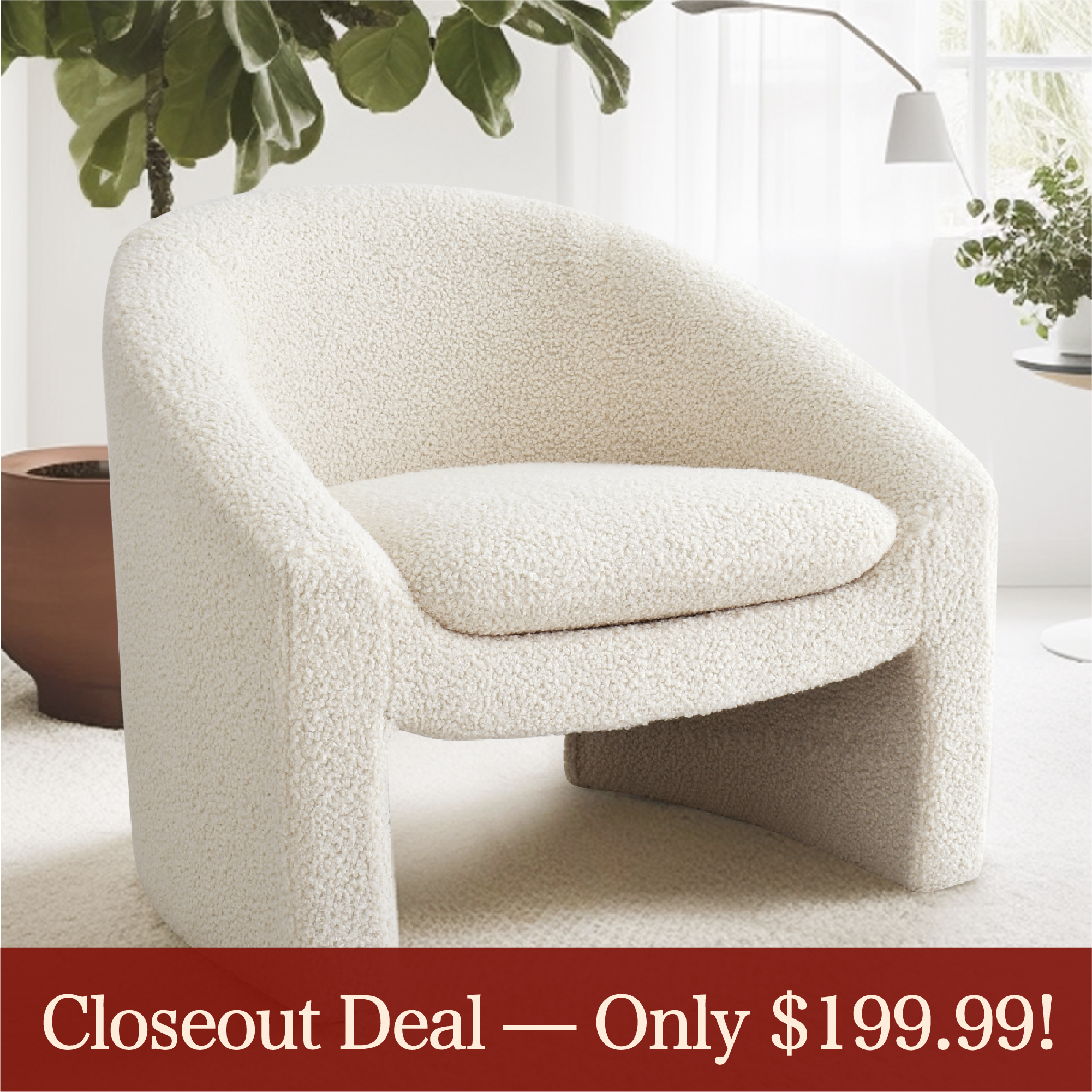 [Closeout-Only 199.99$]Kiki 32" Modern Boucle Accent Chair with Arms