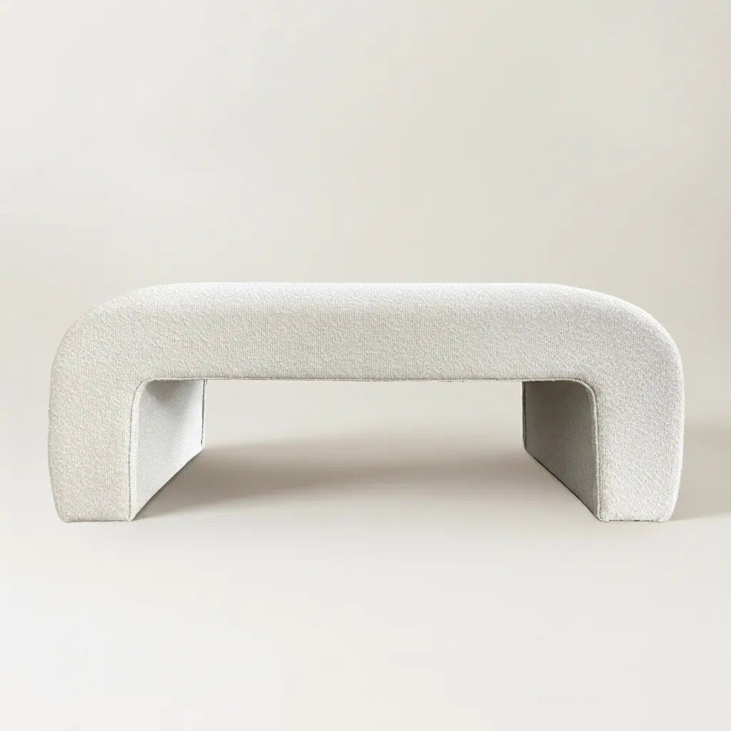 Lily 47" Modern Beige Boucle Waterfall Bench