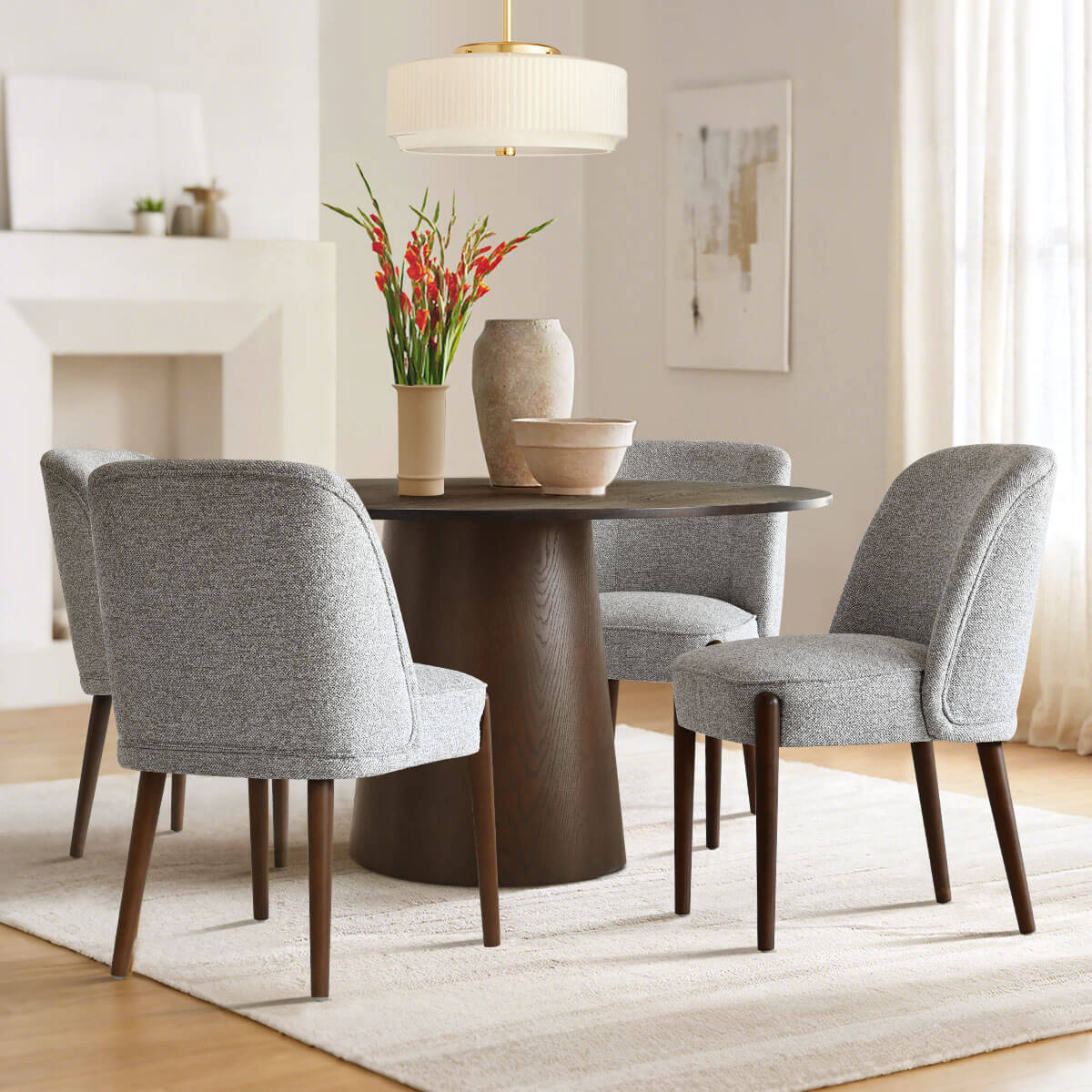 London Upholstered Solid Wood Full Back Dining Chair (Set of 4)