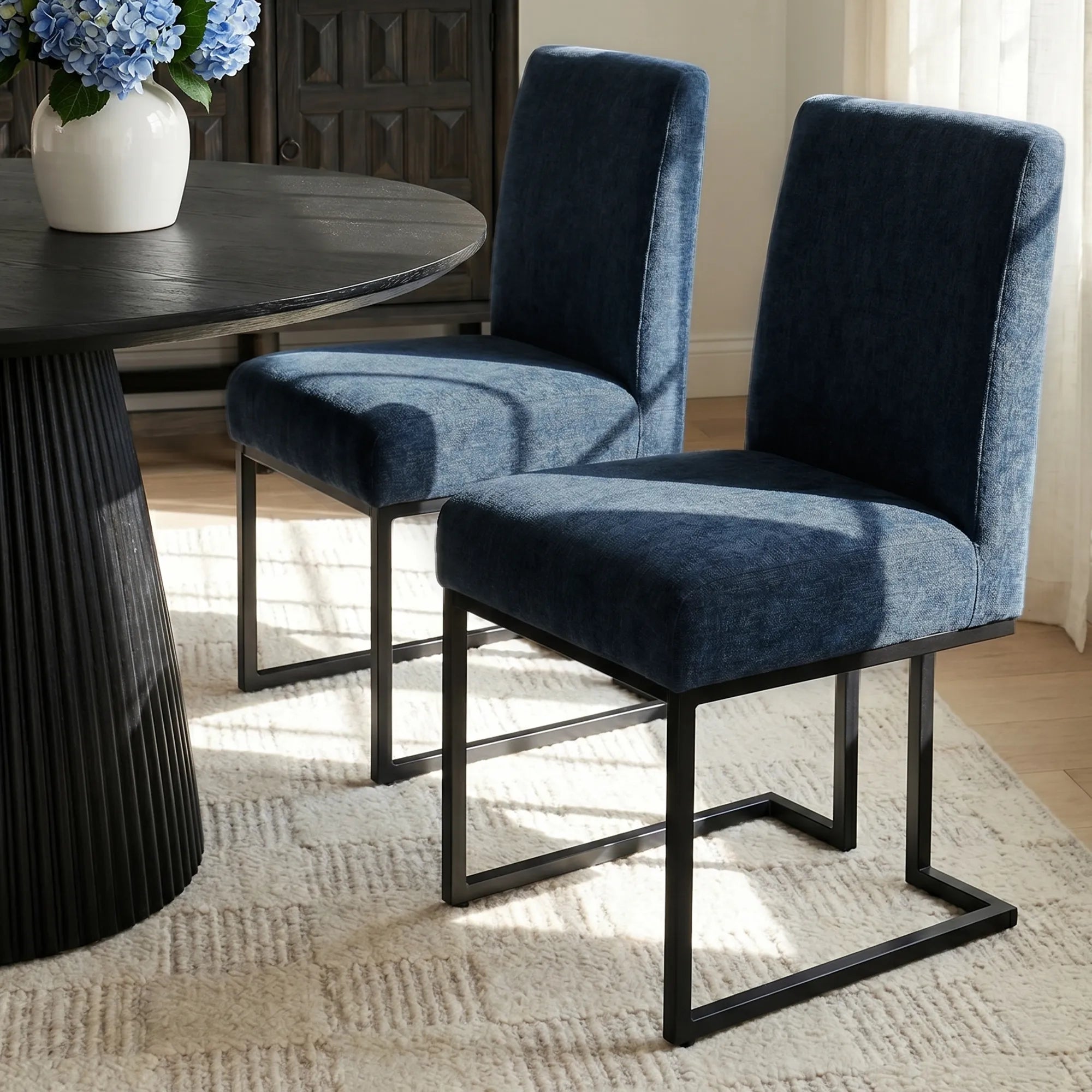 Mason Modern Metal Frame Upholstered Dining Chair (Set of 2)