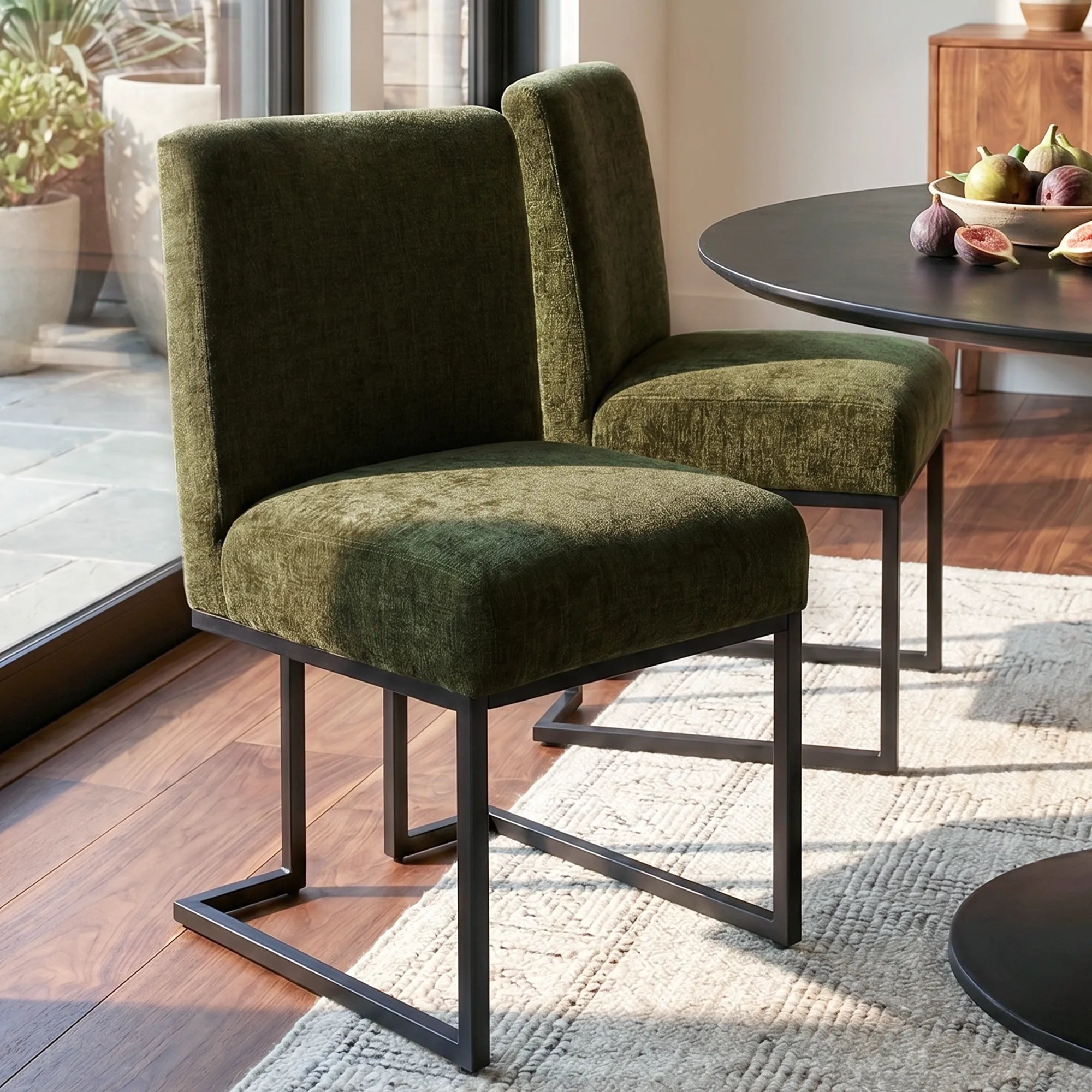 Mason Modern Metal Frame Upholstered Dining Chair (Set of 2)