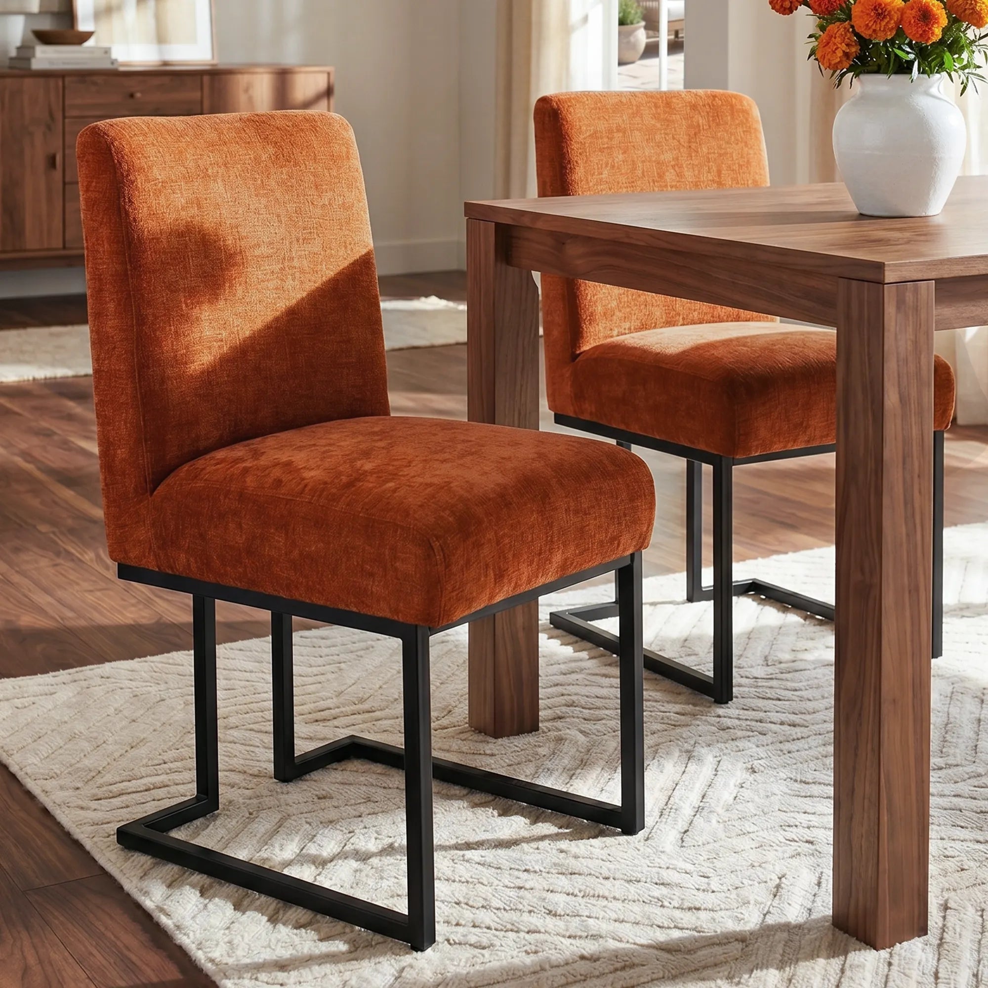 Mason Modern Metal Frame Upholstered Dining Chair (Set of 2)