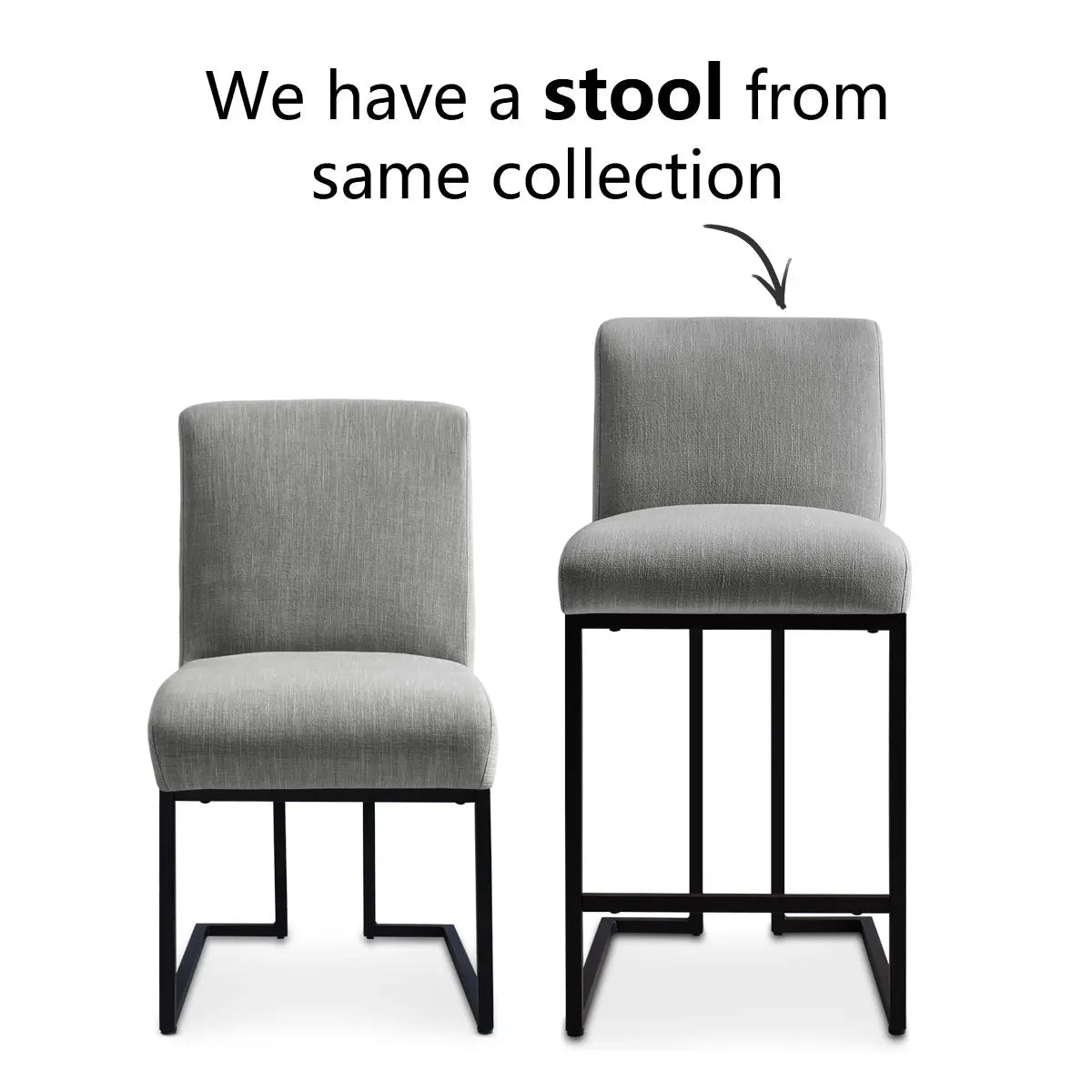 Mason Modern Metal Frame Upholstered Counter Stool with sleek design and black metal legs.