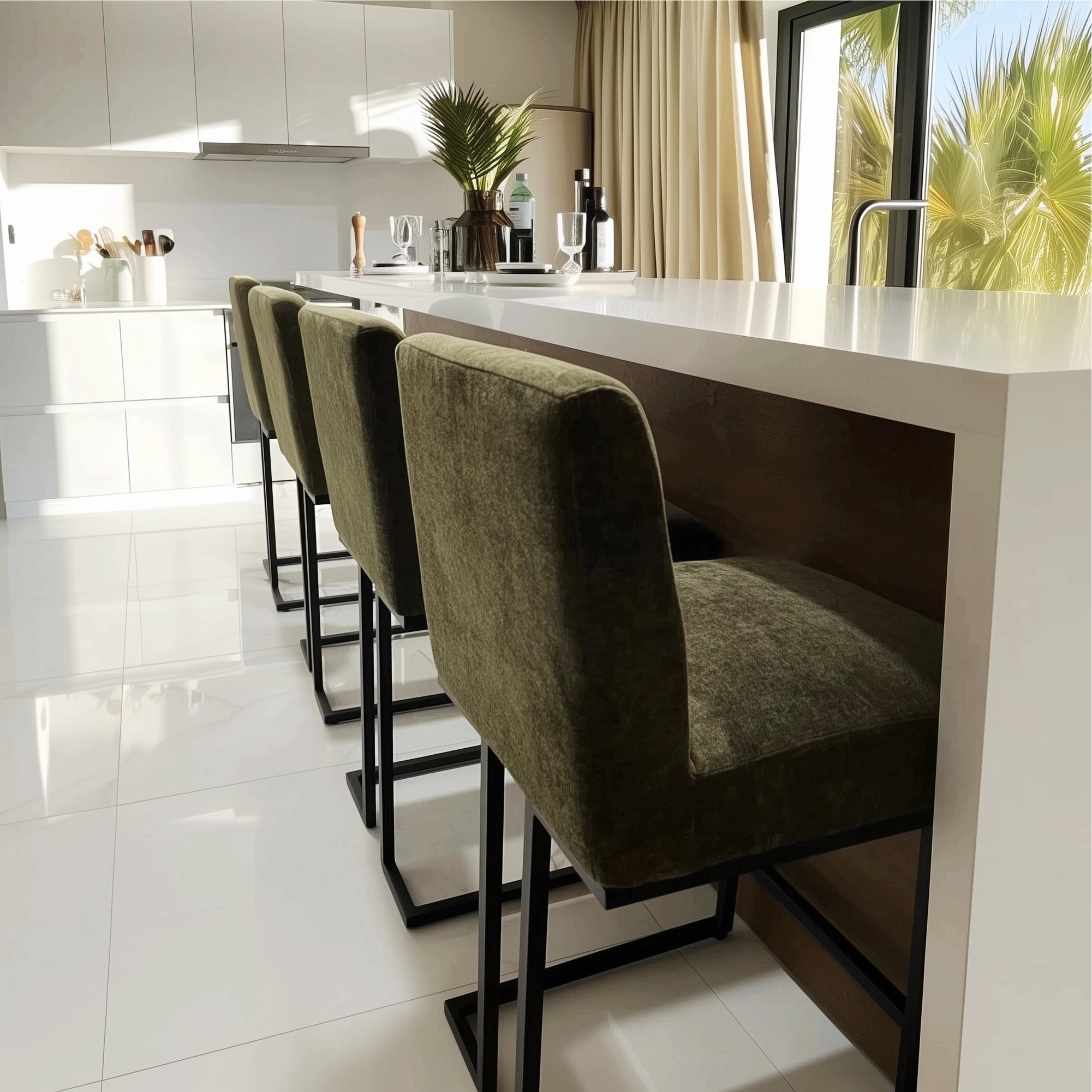 Mason 25" Modern Metal Frame Upholstered Counter Stool (Set of 2)