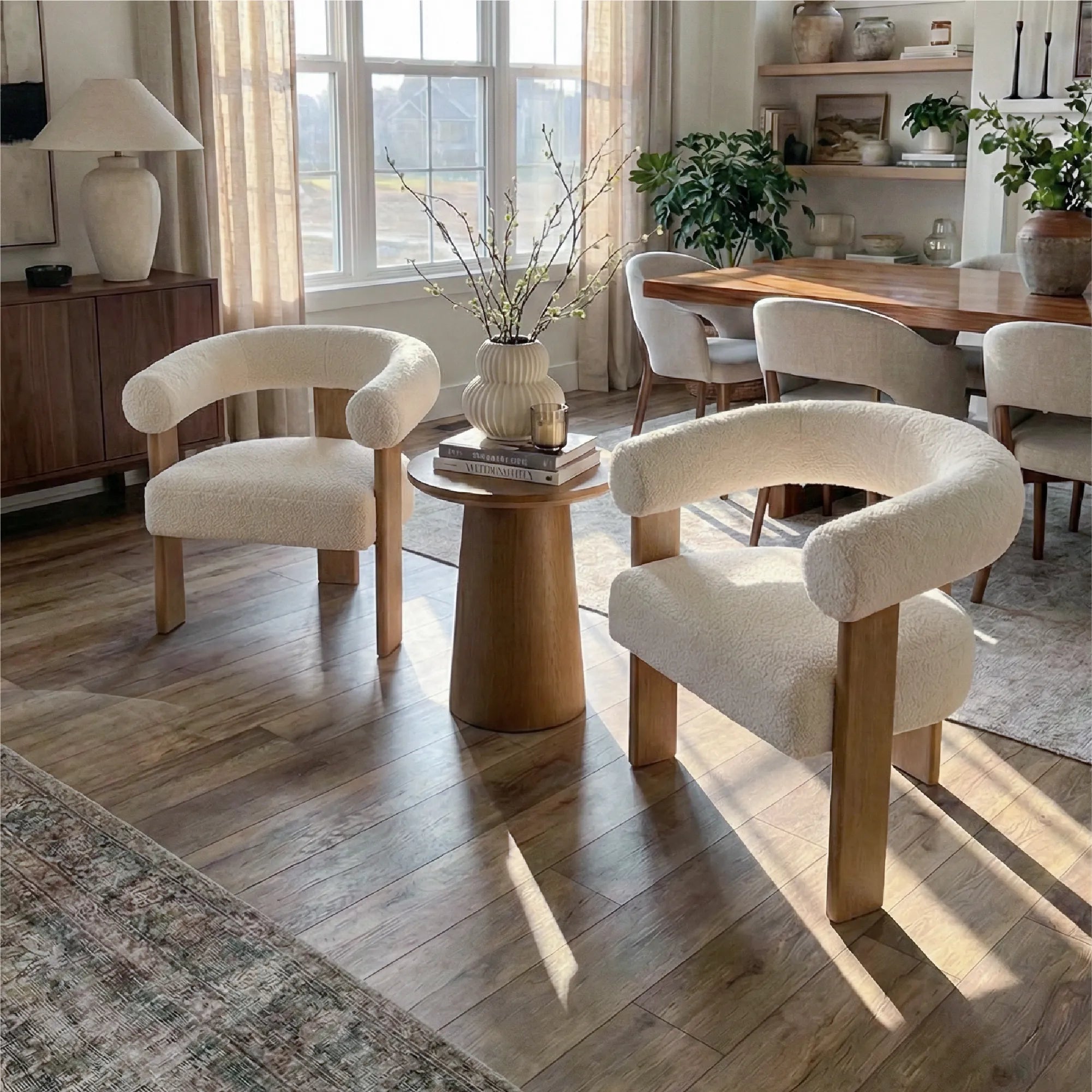 Maye Beige Boucle Upholstered Living Room Chair (1-Piece)