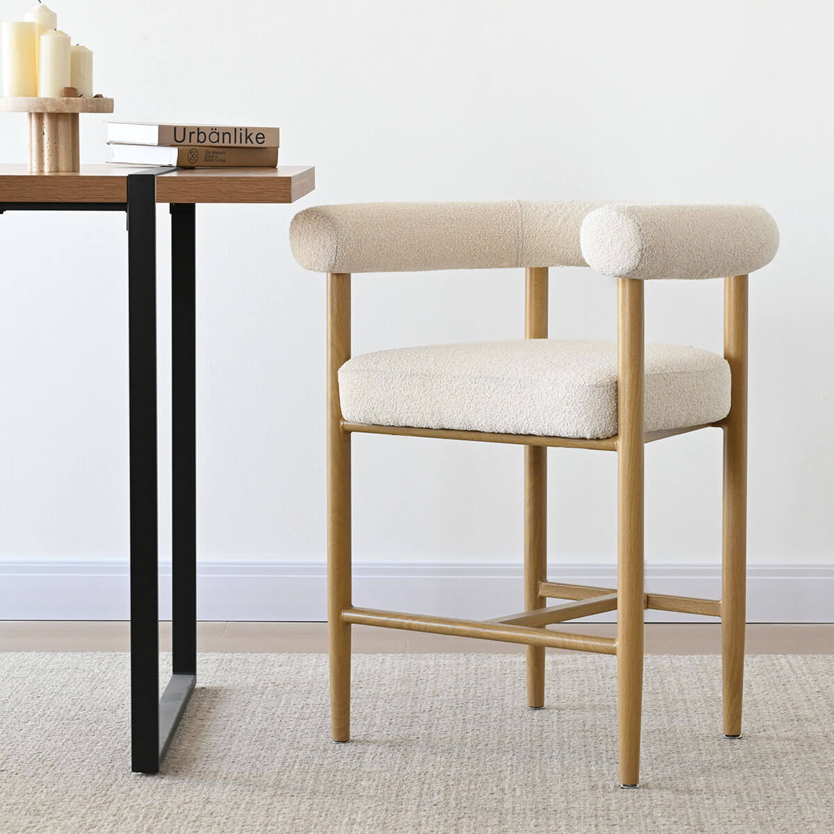 Melbourne 24" Boucle Counter Stool with Arms (Set of 2)