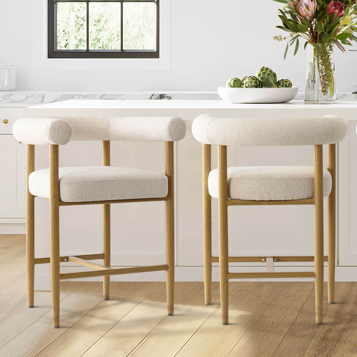 Melbourne 24" Boucle Counter Stool with Arms (Set of 2)