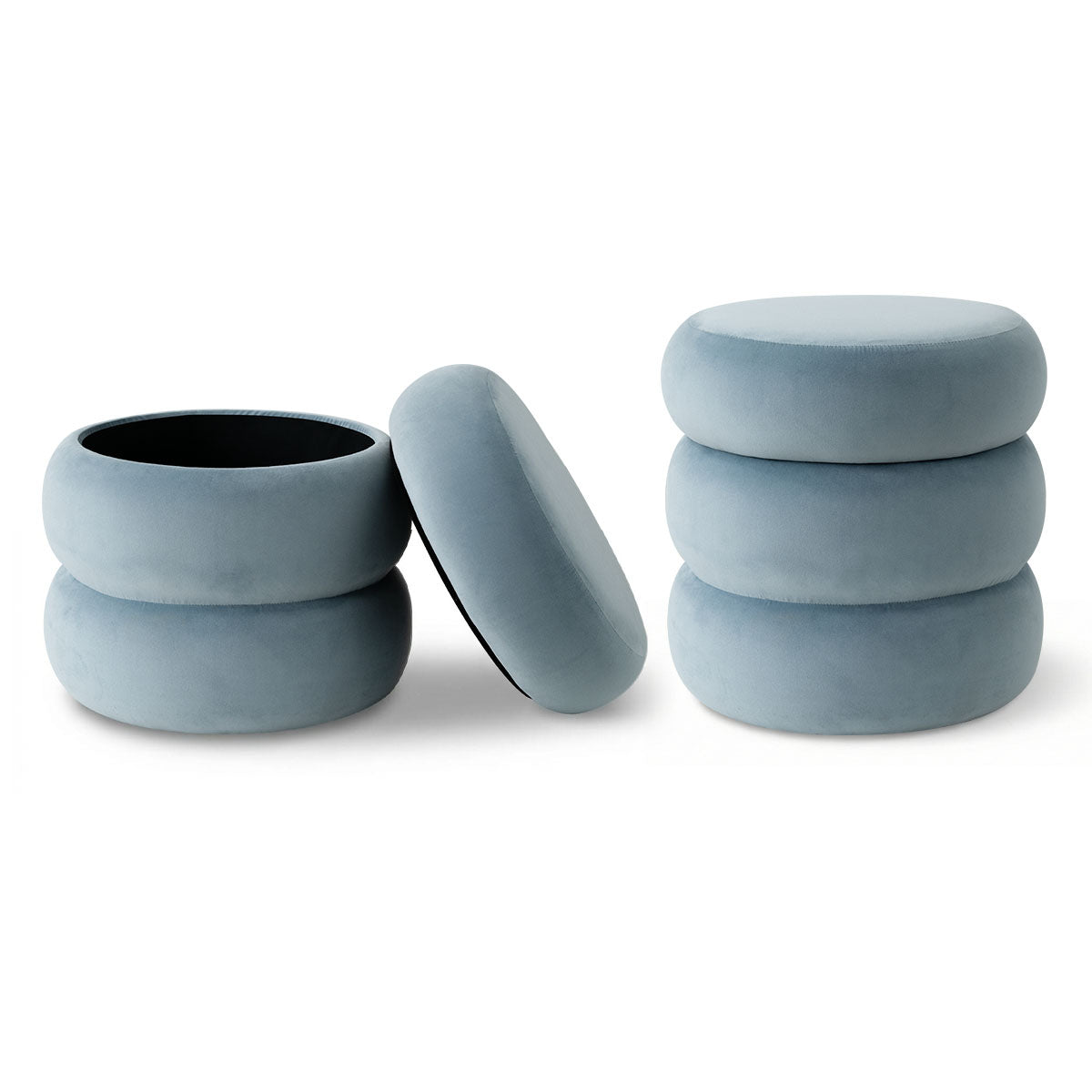 Mellow Modern Round Velvet Ottoman With Storage