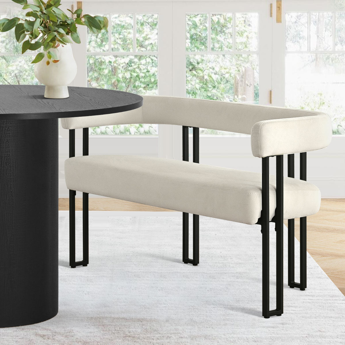 Mia 48.5" Modern Velvet Bench Loveseat