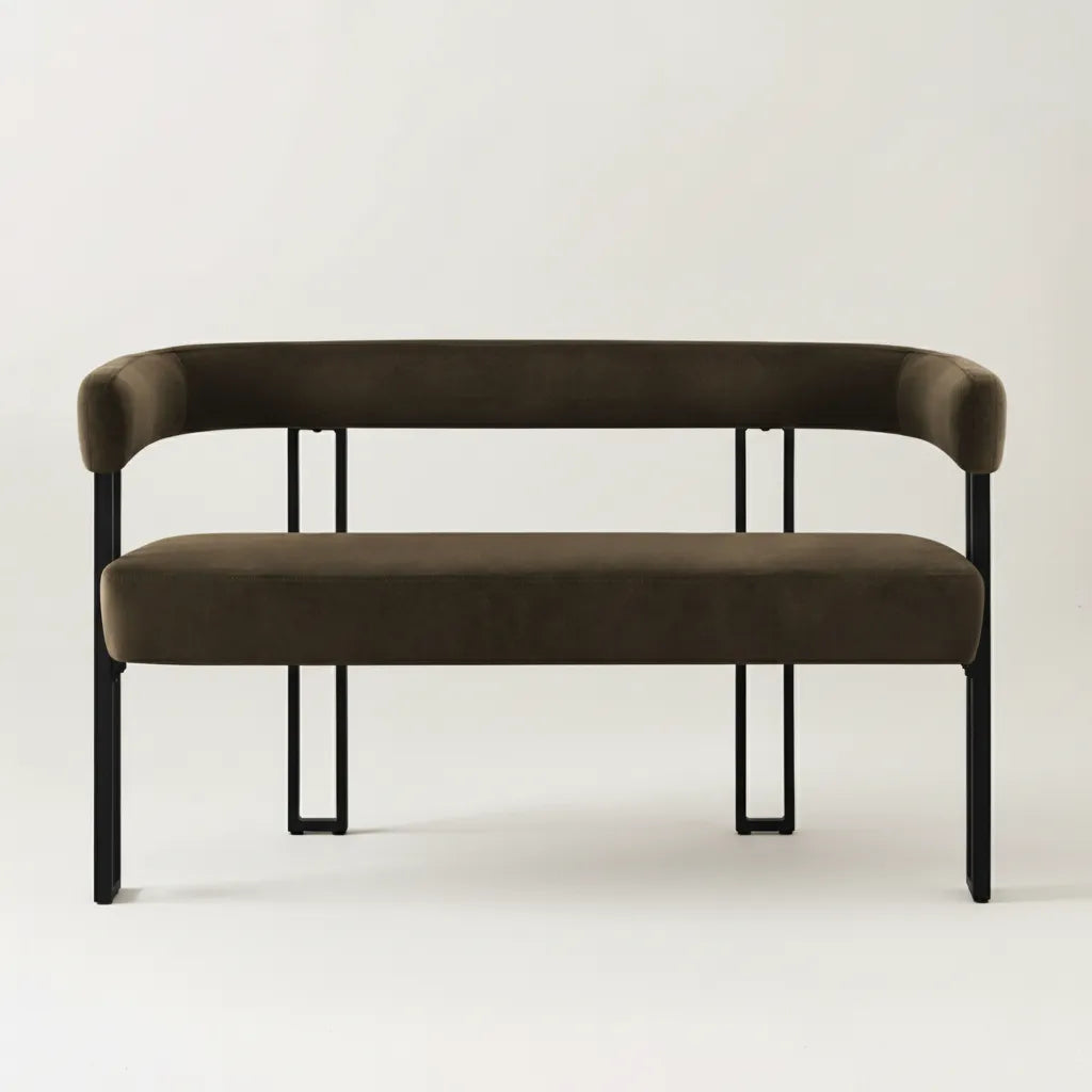 Mia 48.5" Modern Velvet Bench Loveseat