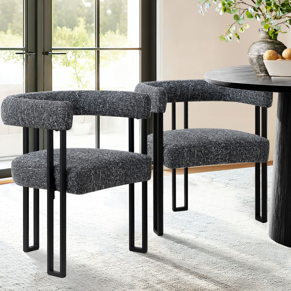Mia Upholstered Dining Chair with Arms (Set of 2)