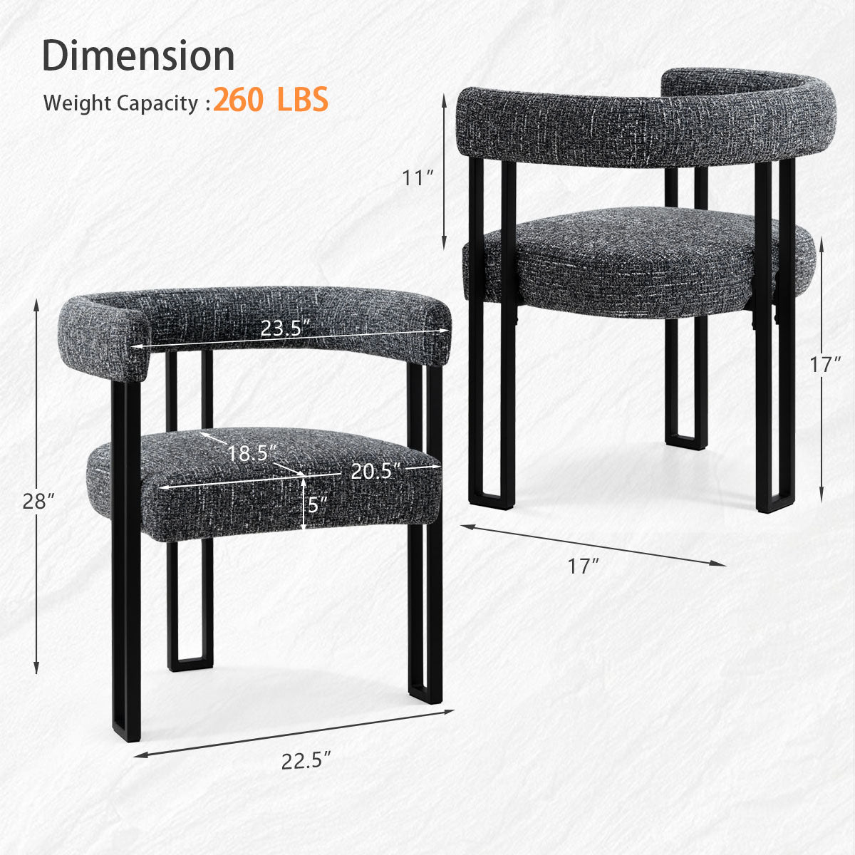 Mia Upholstered Dining Chair with Arms (Set of 2)